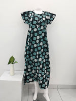 MANGAI Daily Wear Casual Comfort Fit Cotton Printed Nighties | Front Open Zipper Model | Fancy Round Neck with Side Pocket Cotton Nighties (DRN)