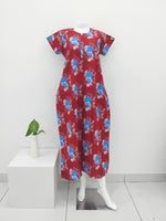 MANGAI Daily Wear Casual Comfort Fit Cotton Printed Nighties | Front Open Zipper Model | Fancy Round Neck with Side Pocket Cotton Nighties (DRN)