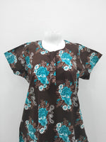 MANGAI Daily Wear Casual Comfort Fit Cotton Printed Nighties | Front Open Zipper Model | Fancy Round Neck with Side Pocket Cotton Nighties (DRN)