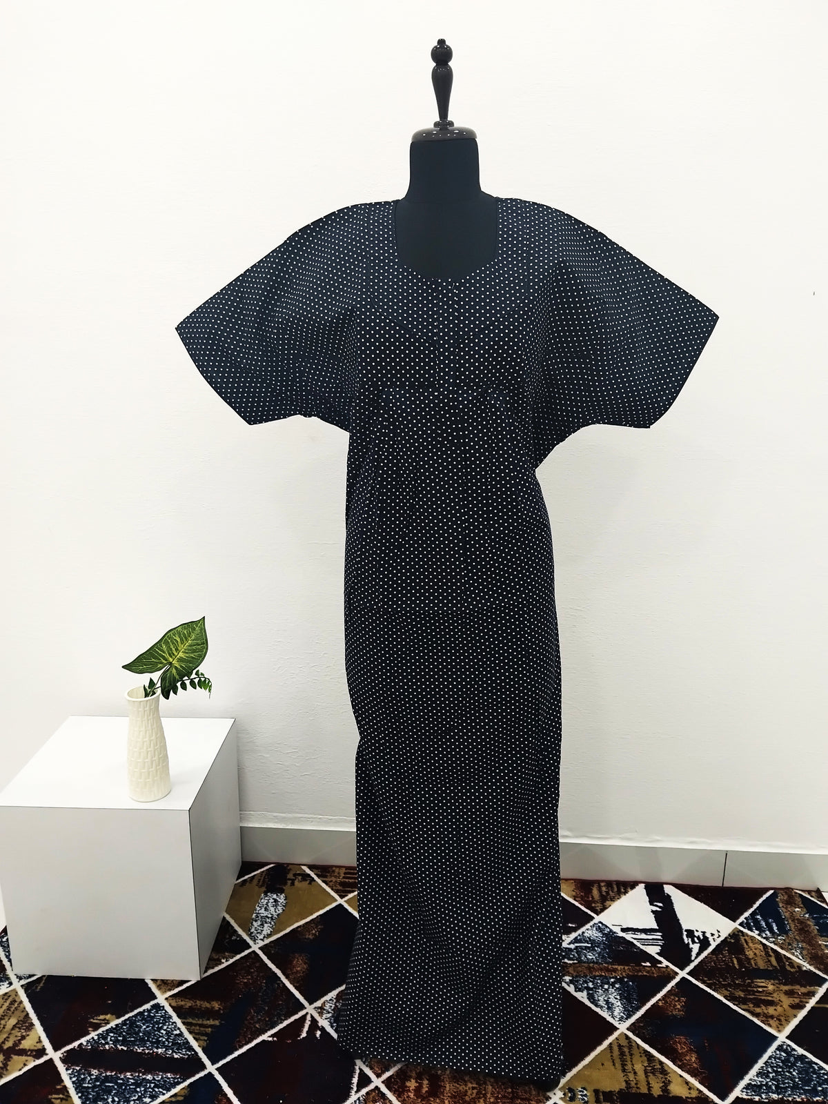 MANGAI Premium Cotton Printed Pleated Model Half Sleeve 3XL Size Nighties - Fancy Neck | With Side Pocket |Shrinkage Free Nighties | Trendy Collection's for Stylish Women's (3XL-SBS)