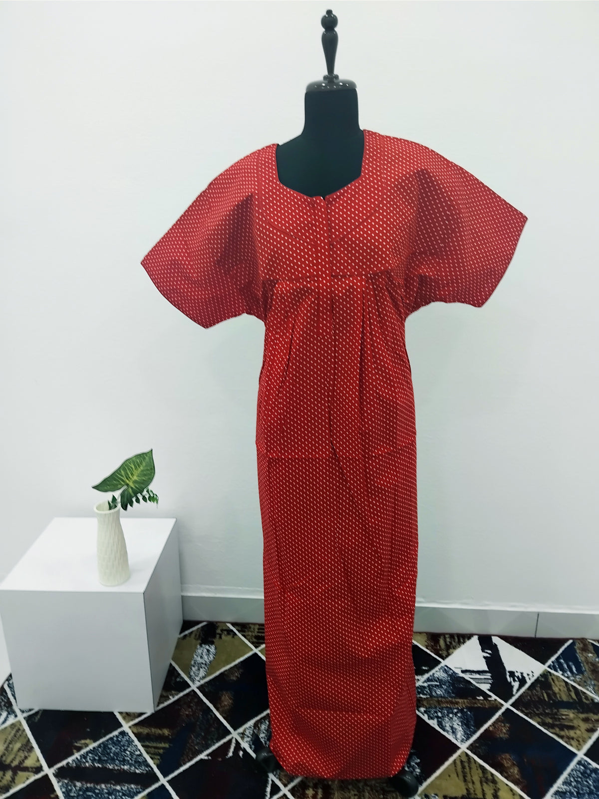 MANGAI Premium Cotton Printed Pleated Model Half Sleeve 3XL Size Nighties - Fancy Neck | With Side Pocket |Shrinkage Free Nighties | Trendy Collection's for Stylish Women's (3XL-SBS)