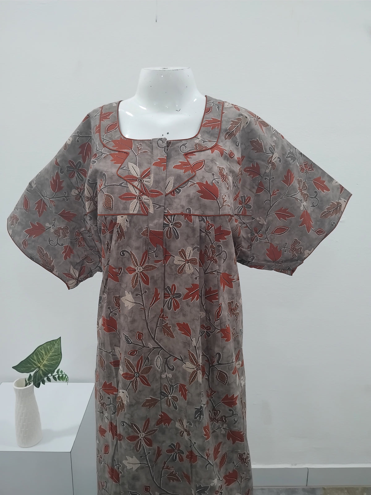 MANGAI Premium Cotton Printed Pleated Model Half Sleeve 4XL Size Nighties - Fancy Neck | With Side Pocket |Shrinkage Free Nighties | Trendy Collection's for Stylish Women's (4XL-VBS)