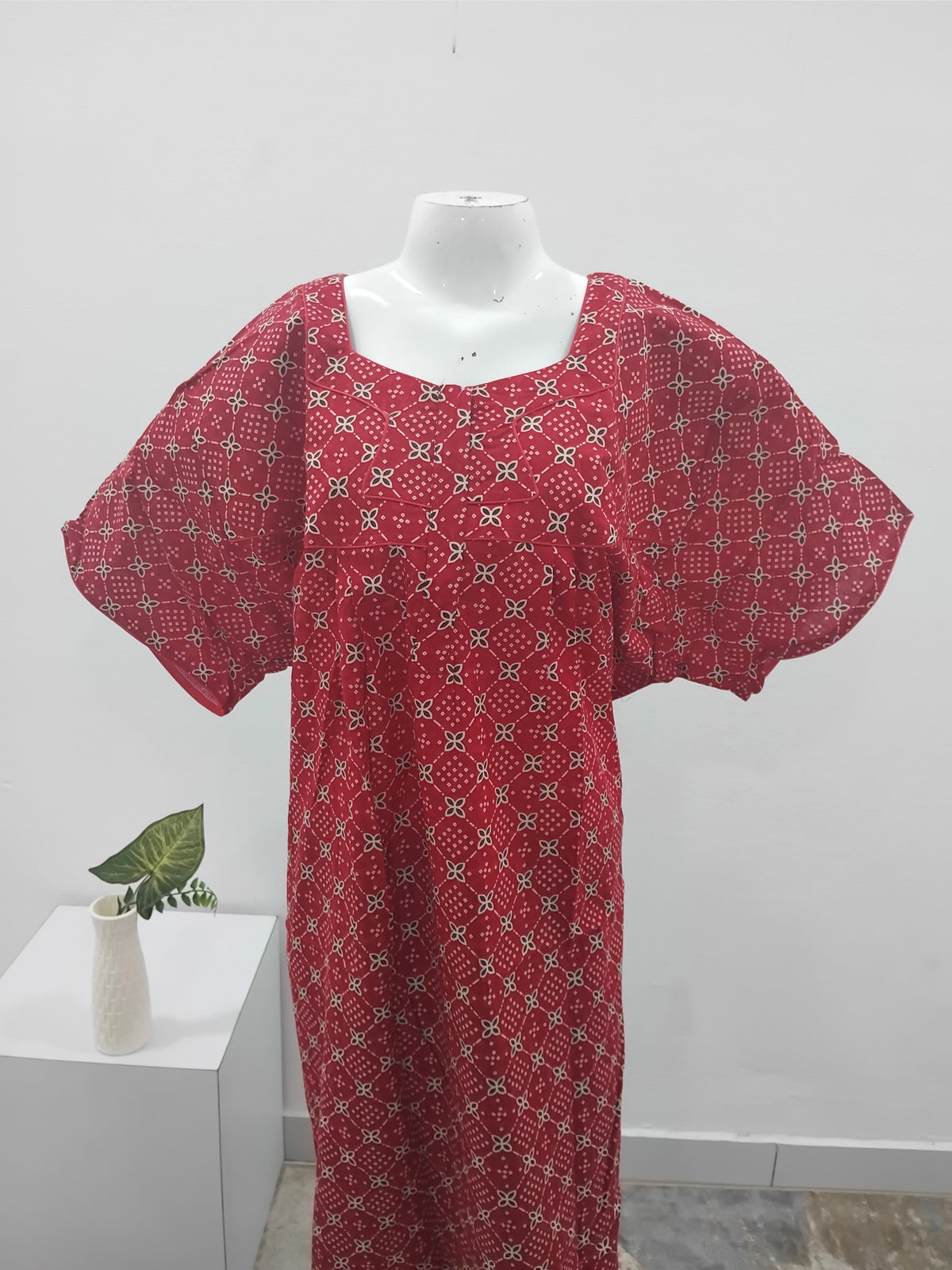 MANGAI Premium Cotton Printed Pleated Model Half Sleeve 5XL Size Nighties - Fancy Neck | With Side Pocket |Shrinkage Free Nighties | Trendy Collection's for Stylish Women's (5XL-VBS)