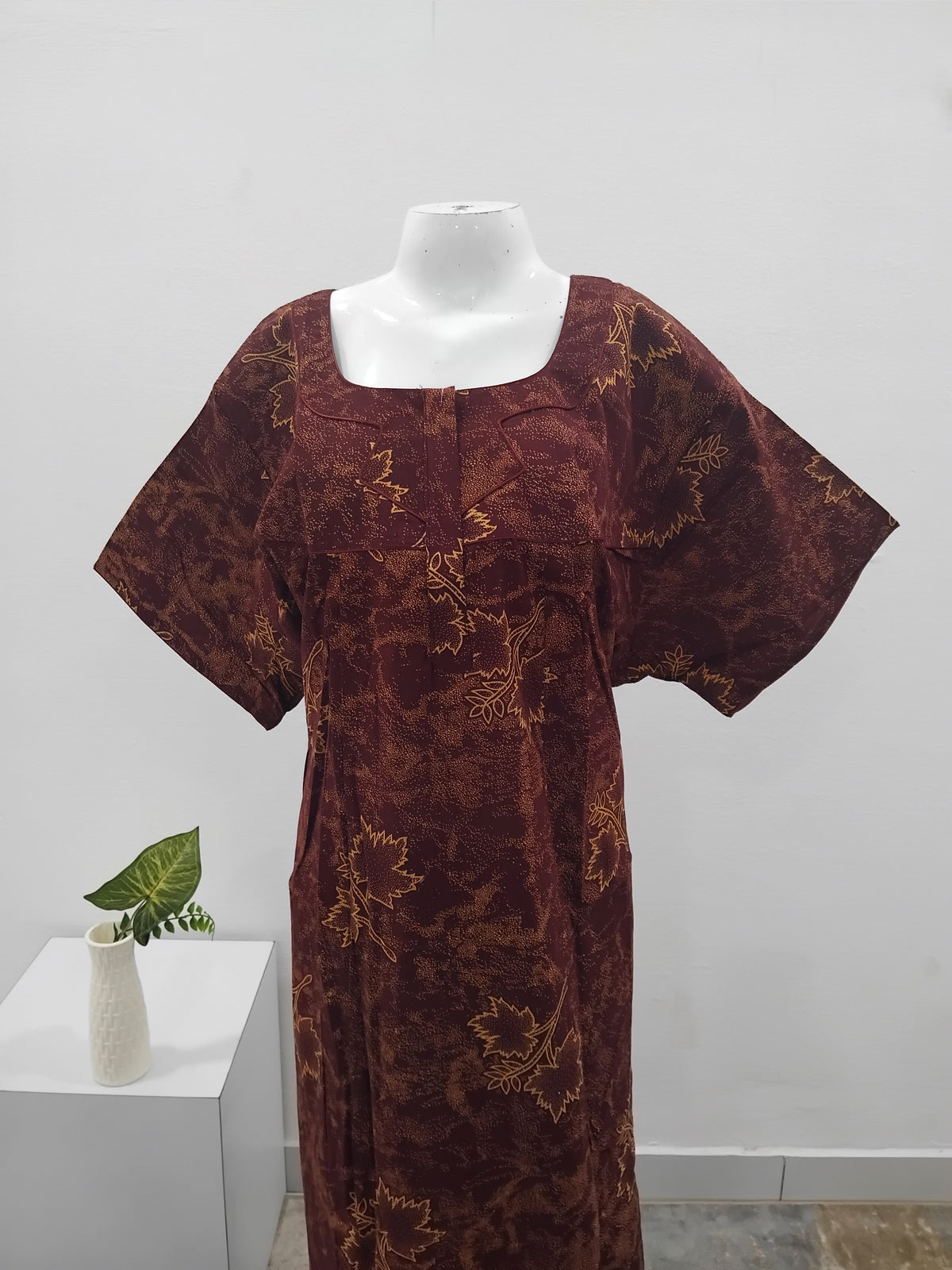 MANGAI Premium Cotton Printed Pleated Model Half Sleeve 5XL Size Nighties - Fancy Neck | With Side Pocket |Shrinkage Free Nighties | Trendy Collection's for Stylish Women's (5XL-VBS)