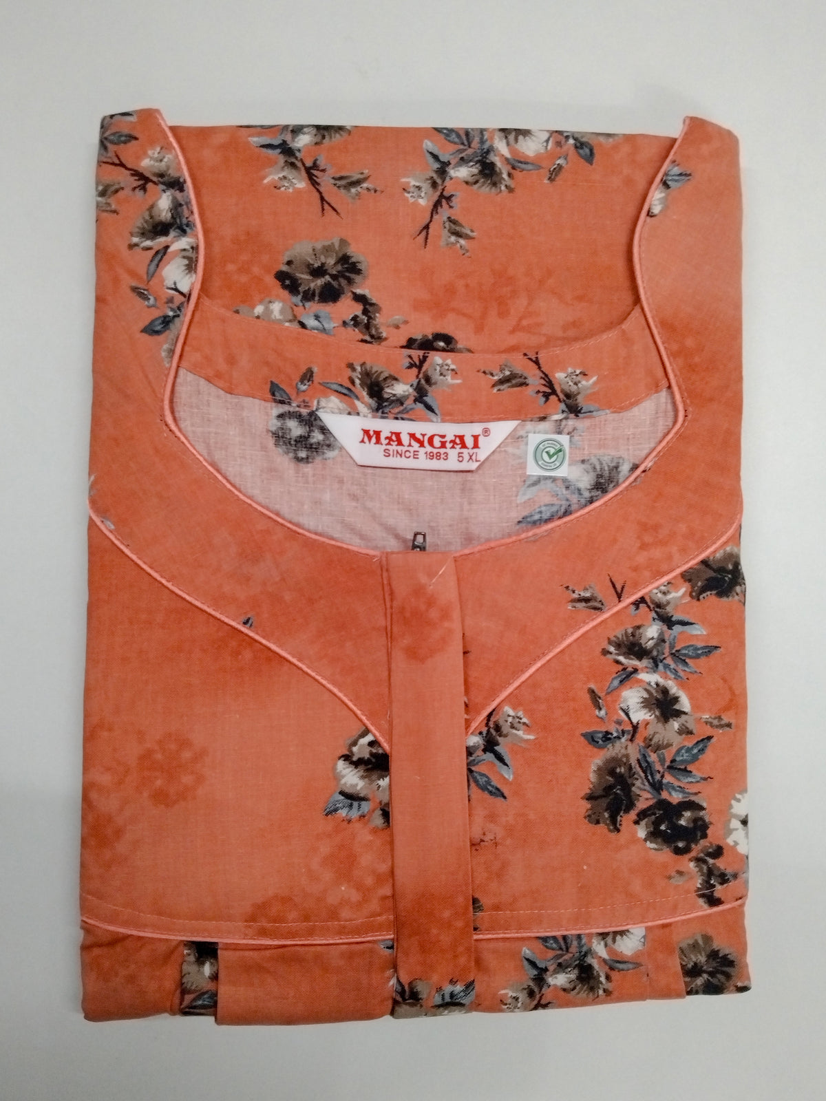 MANGAI Premium Cotton Printed Pleated Model Half Sleeve 5XL Size Nighties - Fancy Neck | With Side Pocket |Shrinkage Free Nighties | Trendy Collection's for Stylish Women's (5PZ)