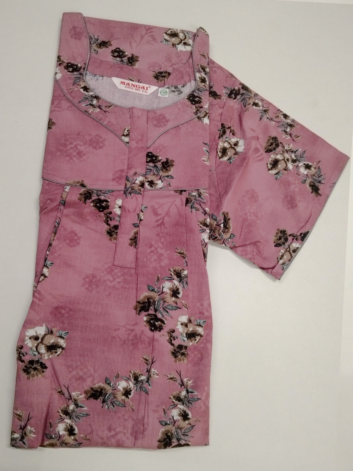 MANGAI Premium Cotton Printed Pleated Model Half Sleeve 5XL Size Nighties - Fancy Neck | With Side Pocket |Shrinkage Free Nighties | Trendy Collection's for Stylish Women's (5PZ)