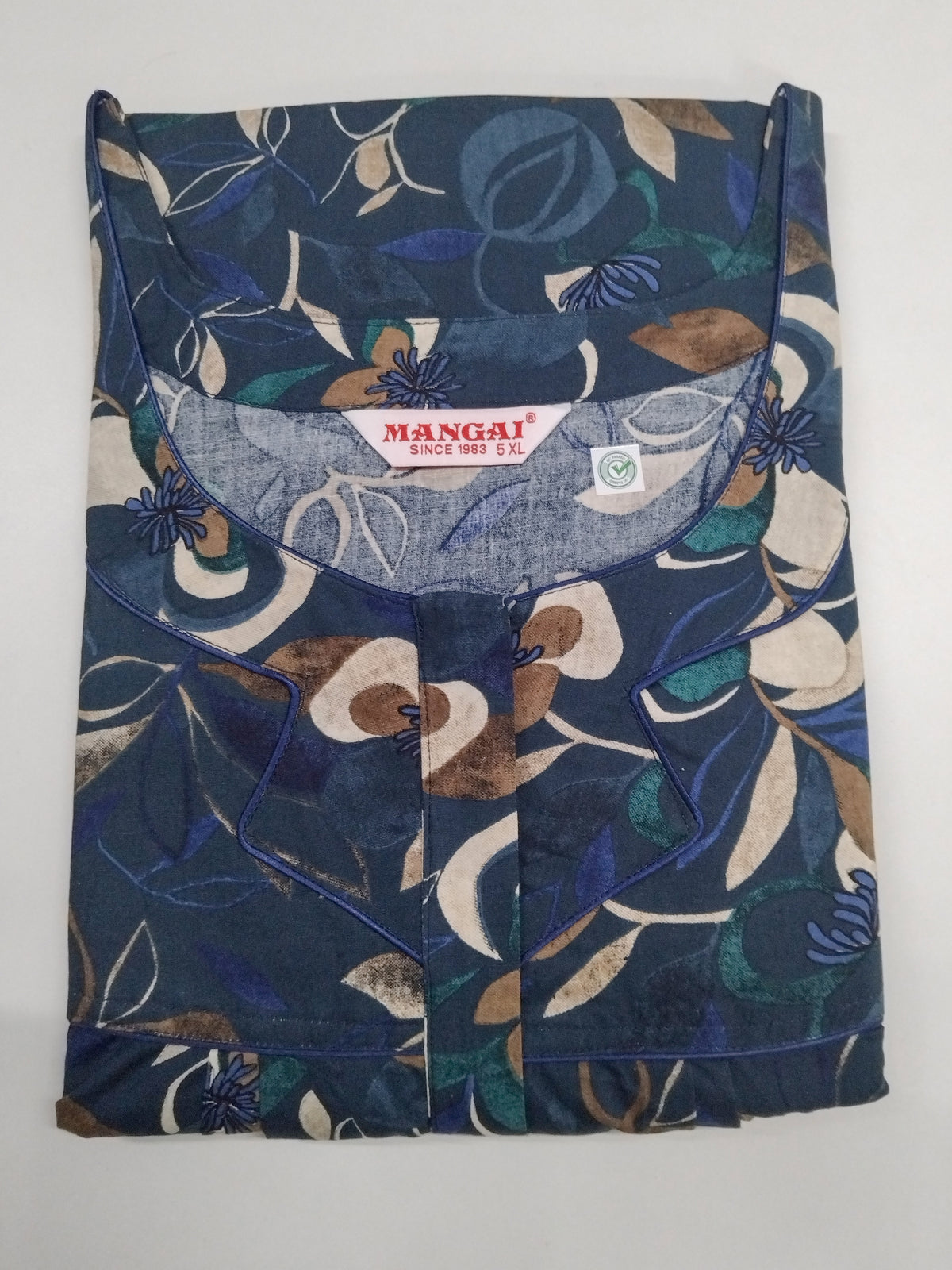 MANGAI Premium Cotton Printed Pleated Model Half Sleeve 5XL Size Nighties - Fancy Neck | With Side Pocket |Shrinkage Free Nighties | Trendy Collection's for Stylish Women's (5PZ)