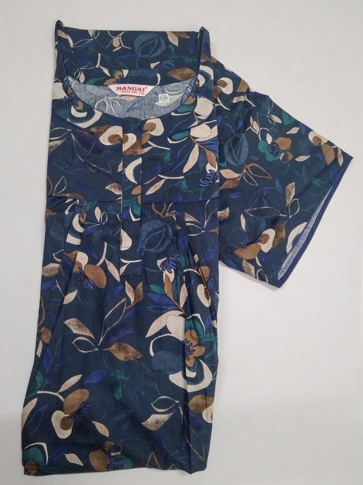 MANGAI Premium Cotton Printed Pleated Model Half Sleeve 5XL Size Nighties - Fancy Neck | With Side Pocket |Shrinkage Free Nighties | Trendy Collection's for Stylish Women's (5PZ)