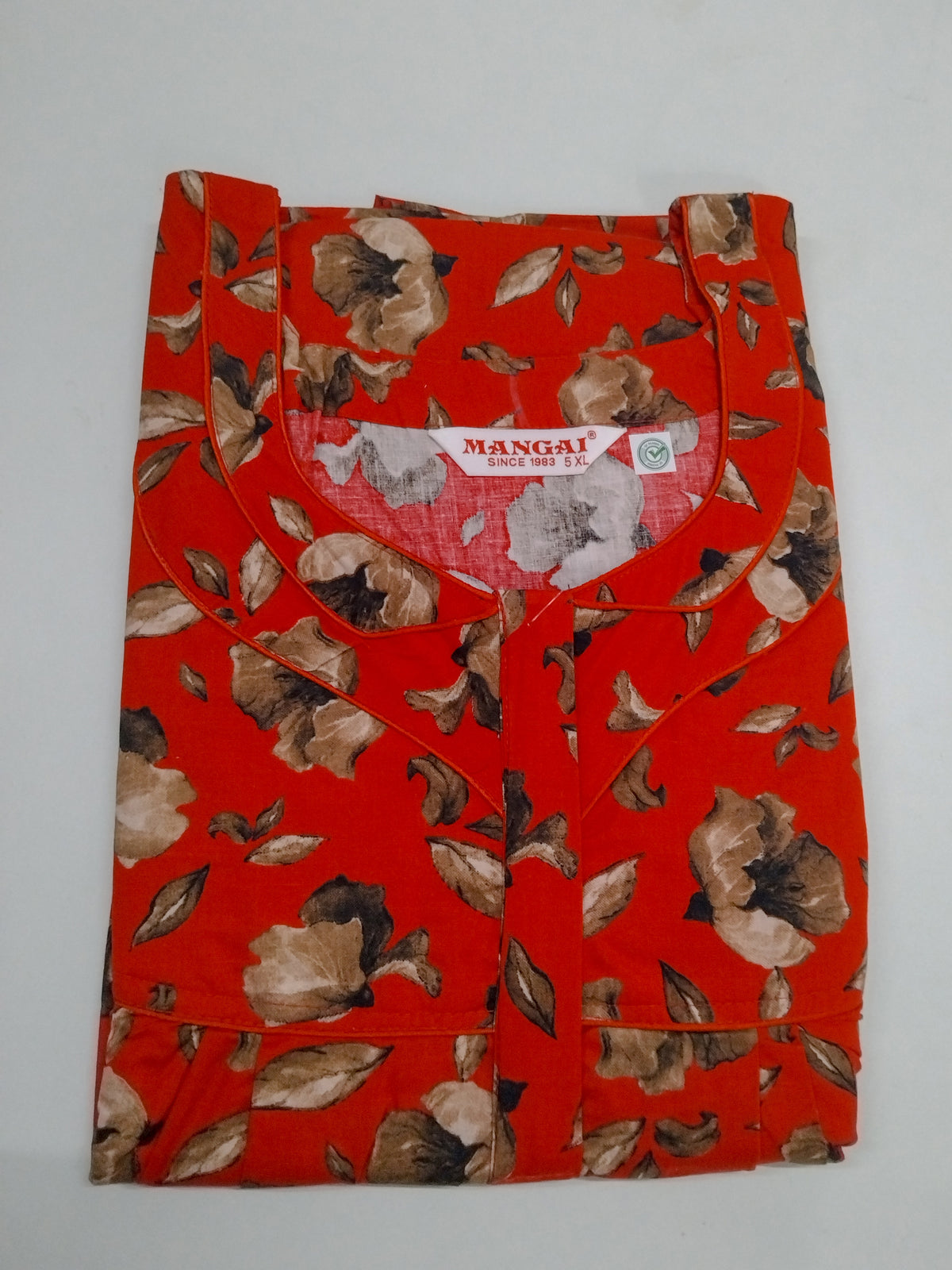 MANGAI Premium Cotton Printed Pleated Model Half Sleeve 5XL Size Nighties - Fancy Neck | With Side Pocket |Shrinkage Free Nighties | Trendy Collection's for Stylish Women's (5PZ)