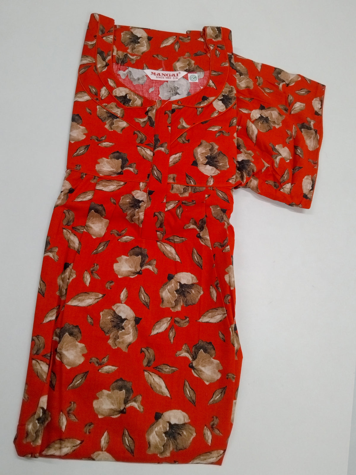 MANGAI Premium Cotton Printed Pleated Model Half Sleeve 5XL Size Nighties - Fancy Neck | With Side Pocket |Shrinkage Free Nighties | Trendy Collection's for Stylish Women's (5PZ)