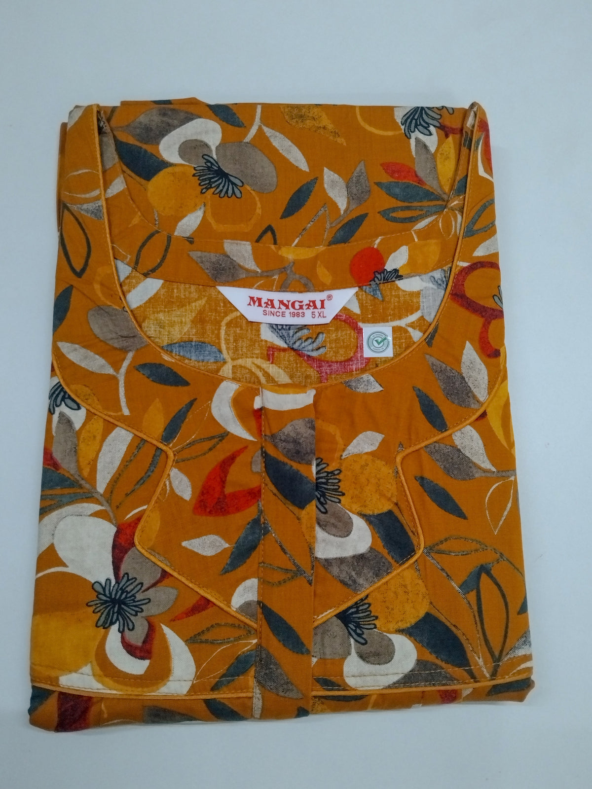 MANGAI Premium Cotton Printed Pleated Model Half Sleeve 5XL Size Nighties - Fancy Neck | With Side Pocket |Shrinkage Free Nighties | Trendy Collection's for Stylish Women's (5PZ)