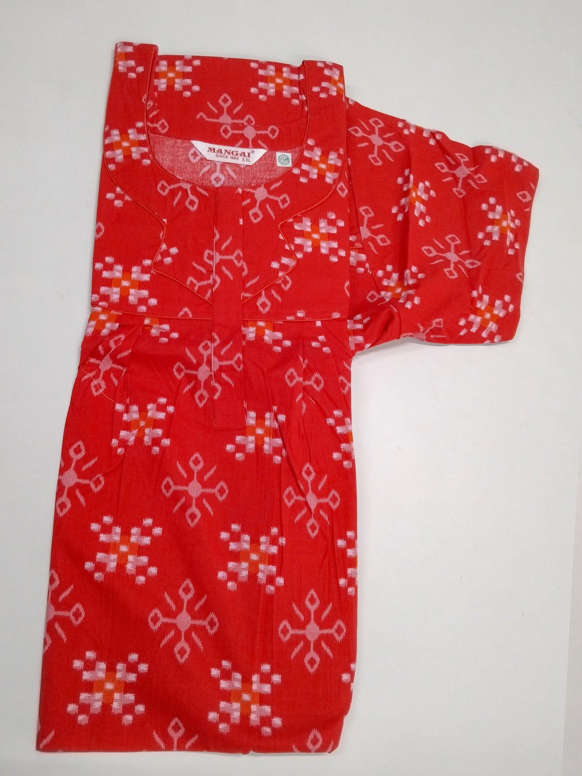 MANGAI Premium Cotton Printed Pleated Model Half Sleeve 5XL Size Nighties - Fancy Neck | With Side Pocket |Shrinkage Free Nighties | Trendy Collection's for Stylish Women's (5PZ)