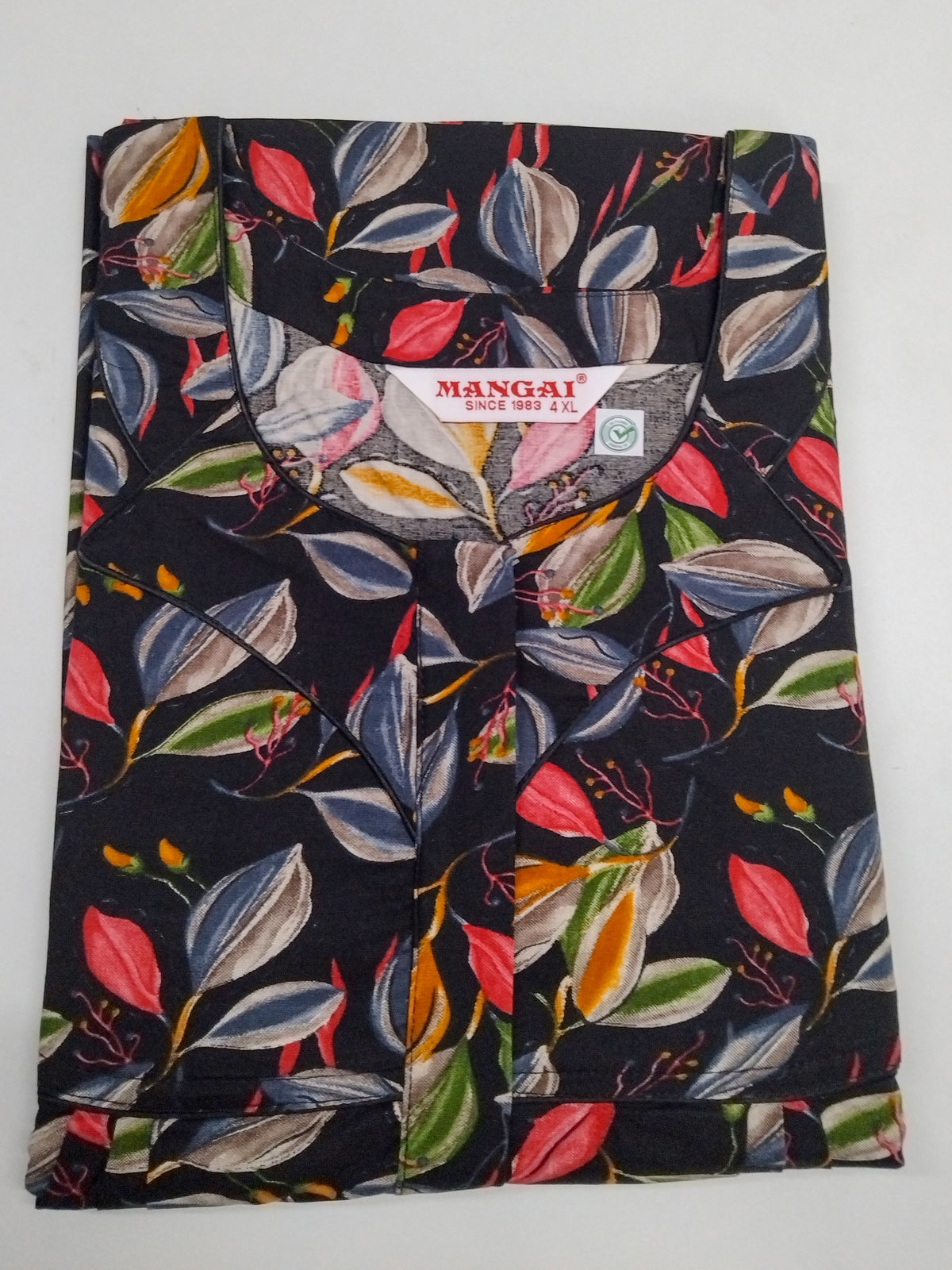 MANGAI Premium Cotton Printed Pleated Model Half Sleeve 4XL Size Nighties - Fancy Neck | With Side Pocket |Shrinkage Free Nighties | Trendy Collection's for Stylish Women's (4PZ)