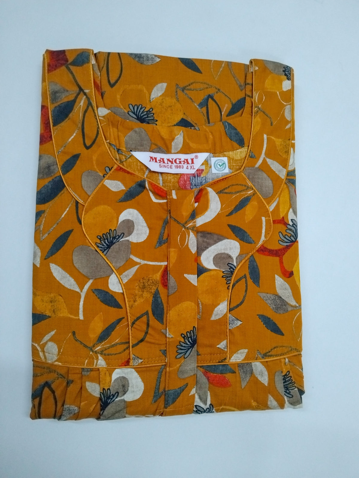 MANGAI Premium Cotton Printed Pleated Model Half Sleeve 4XL Size Nighties - Fancy Neck | With Side Pocket |Shrinkage Free Nighties | Trendy Collection's for Stylish Women's (4PZ)