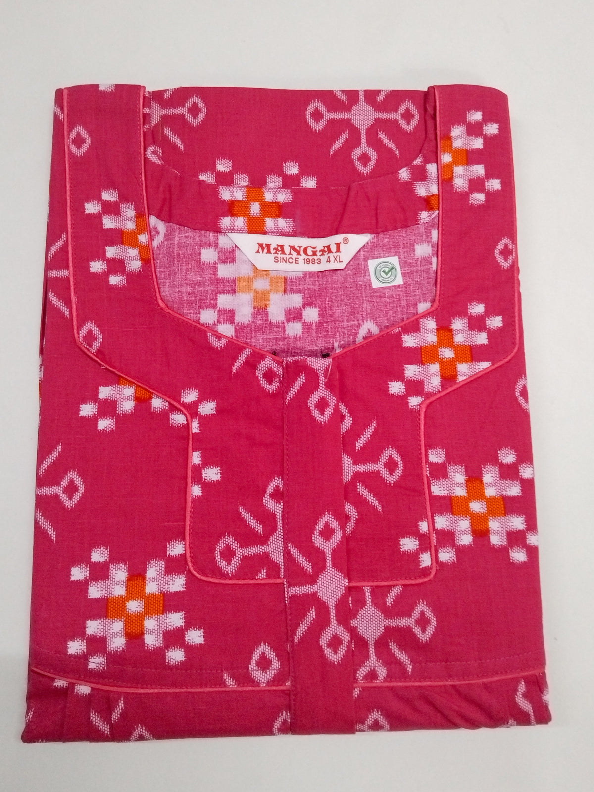 MANGAI Premium Cotton Printed Pleated Model Half Sleeve 4XL Size Nighties - Fancy Neck | With Side Pocket |Shrinkage Free Nighties | Trendy Collection's for Stylish Women's (4PZ)