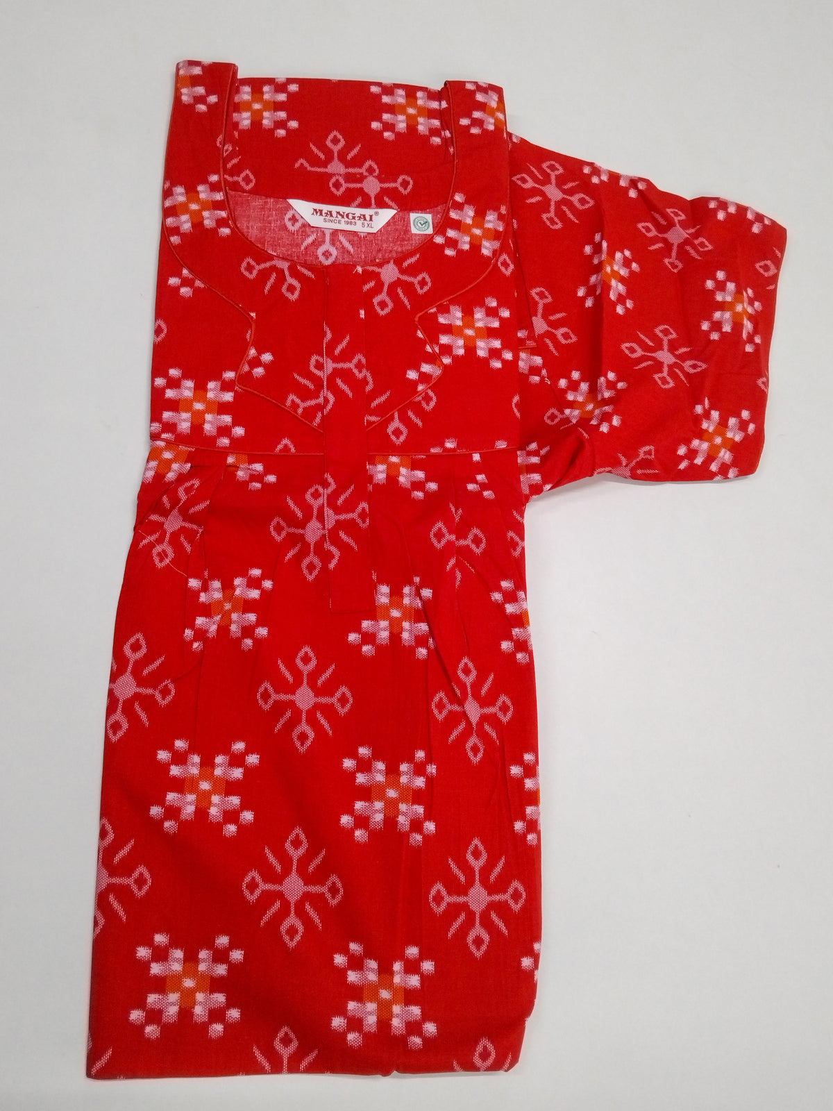 MANGAI Premium Cotton Printed Pleated Model Half Sleeve 4XL Size Nighties - Fancy Neck | With Side Pocket |Shrinkage Free Nighties | Trendy Collection's for Stylish Women's (4PZ)