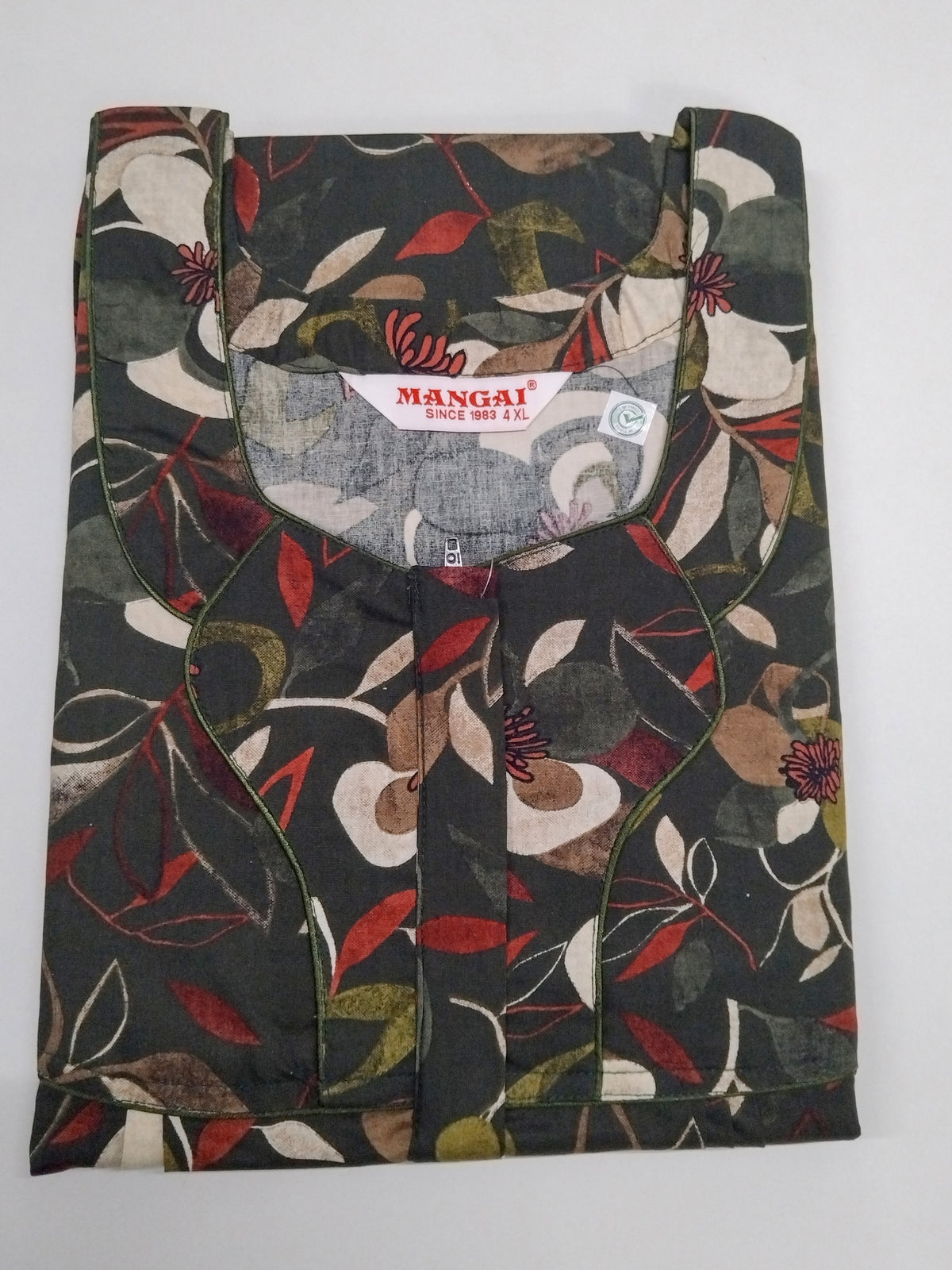 MANGAI Premium Cotton Printed Pleated Model Half Sleeve 4XL Size Nighties - Fancy Neck | With Side Pocket |Shrinkage Free Nighties | Trendy Collection's for Stylish Women's (4PZ)