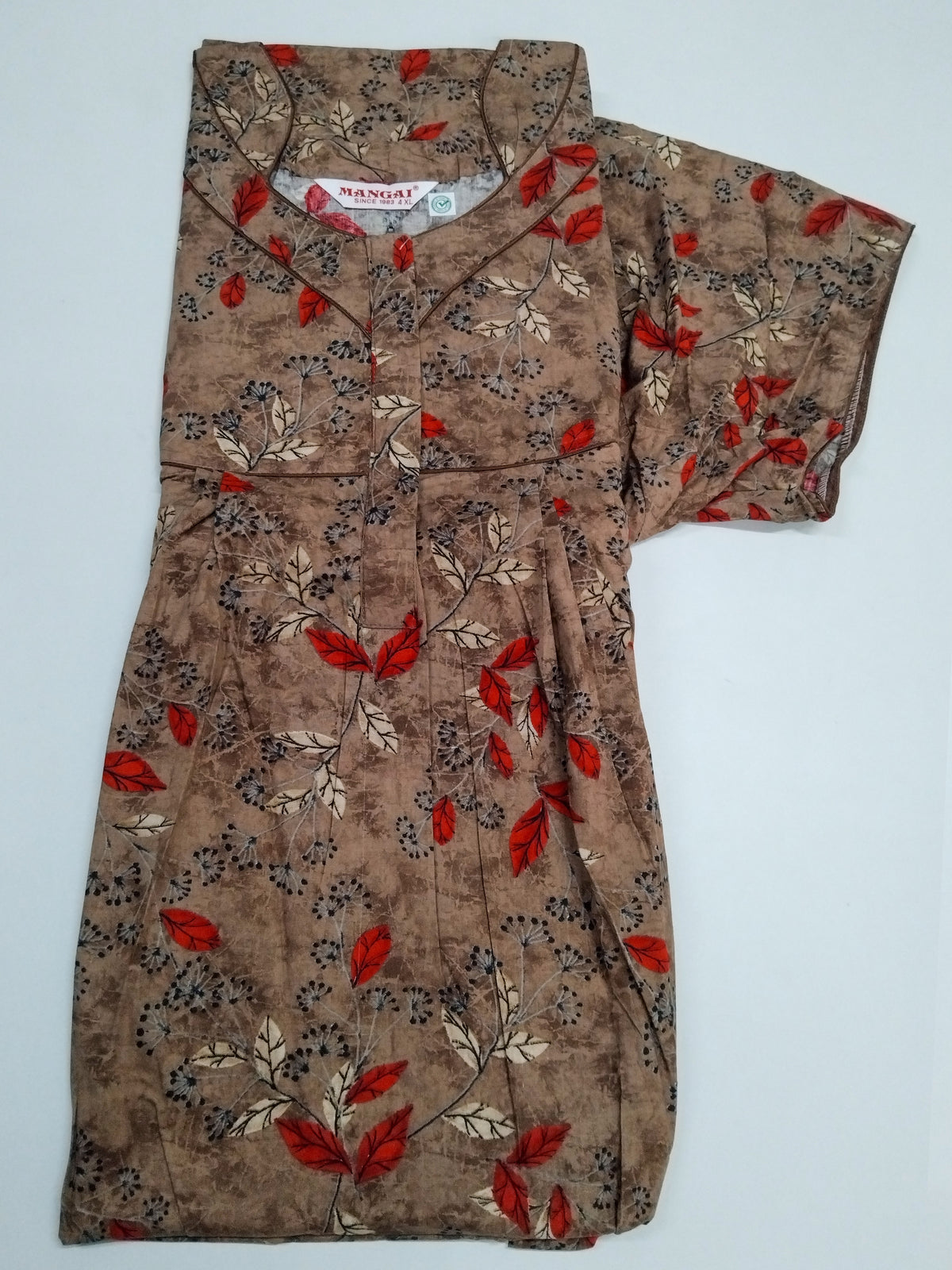 MANGAI Premium Cotton Printed Pleated Model Half Sleeve 4XL Size Nighties - Fancy Neck | With Side Pocket |Shrinkage Free Nighties | Trendy Collection's for Stylish Women's (4PZ)