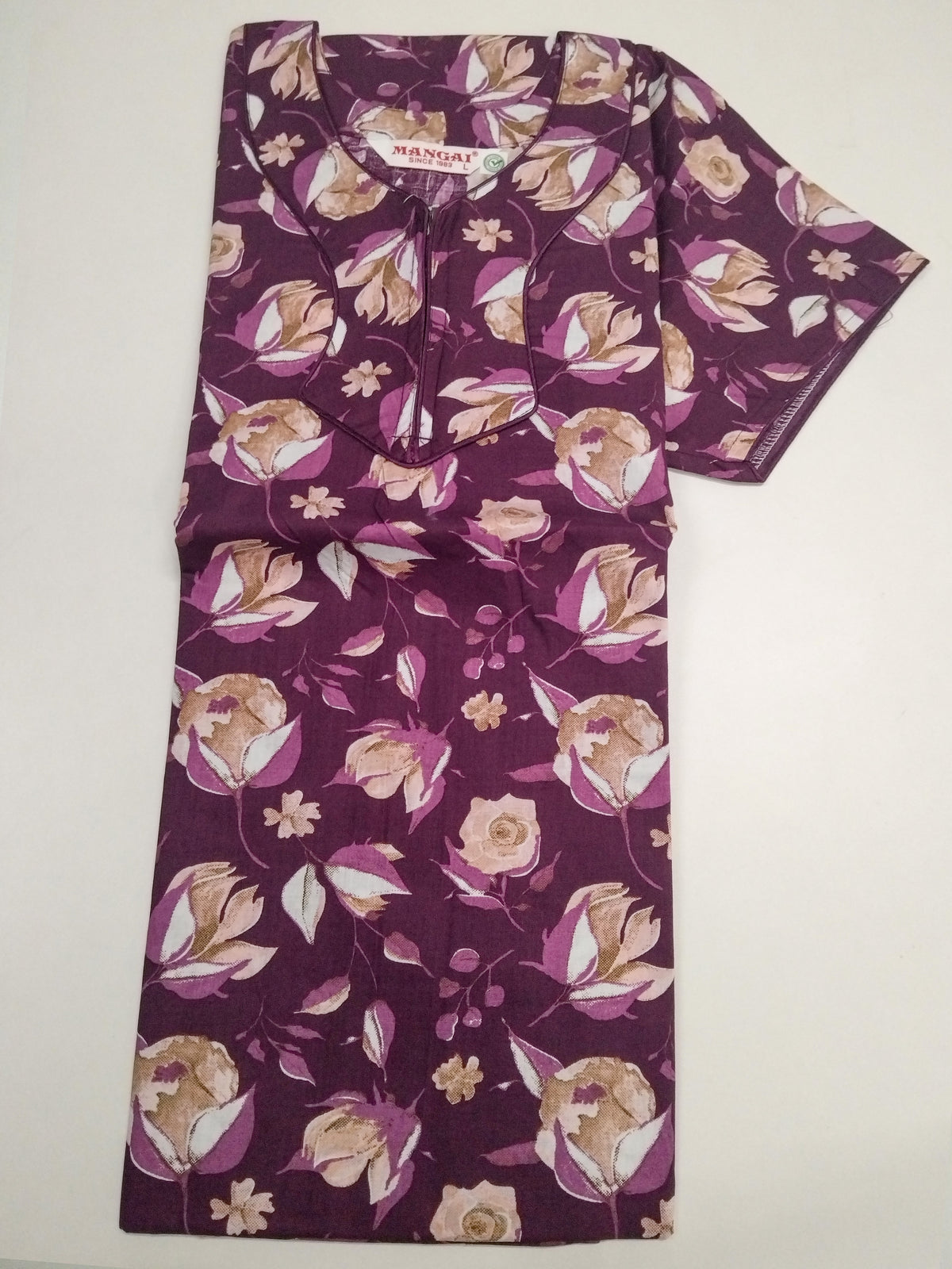 MANGAI Premium Cotton 60Inch Nighties - Fancy Neck | With Side Pocket | Shrinkage Free Nighties | Stylish Collection's for Trendy Women's - (60IN-FFN)