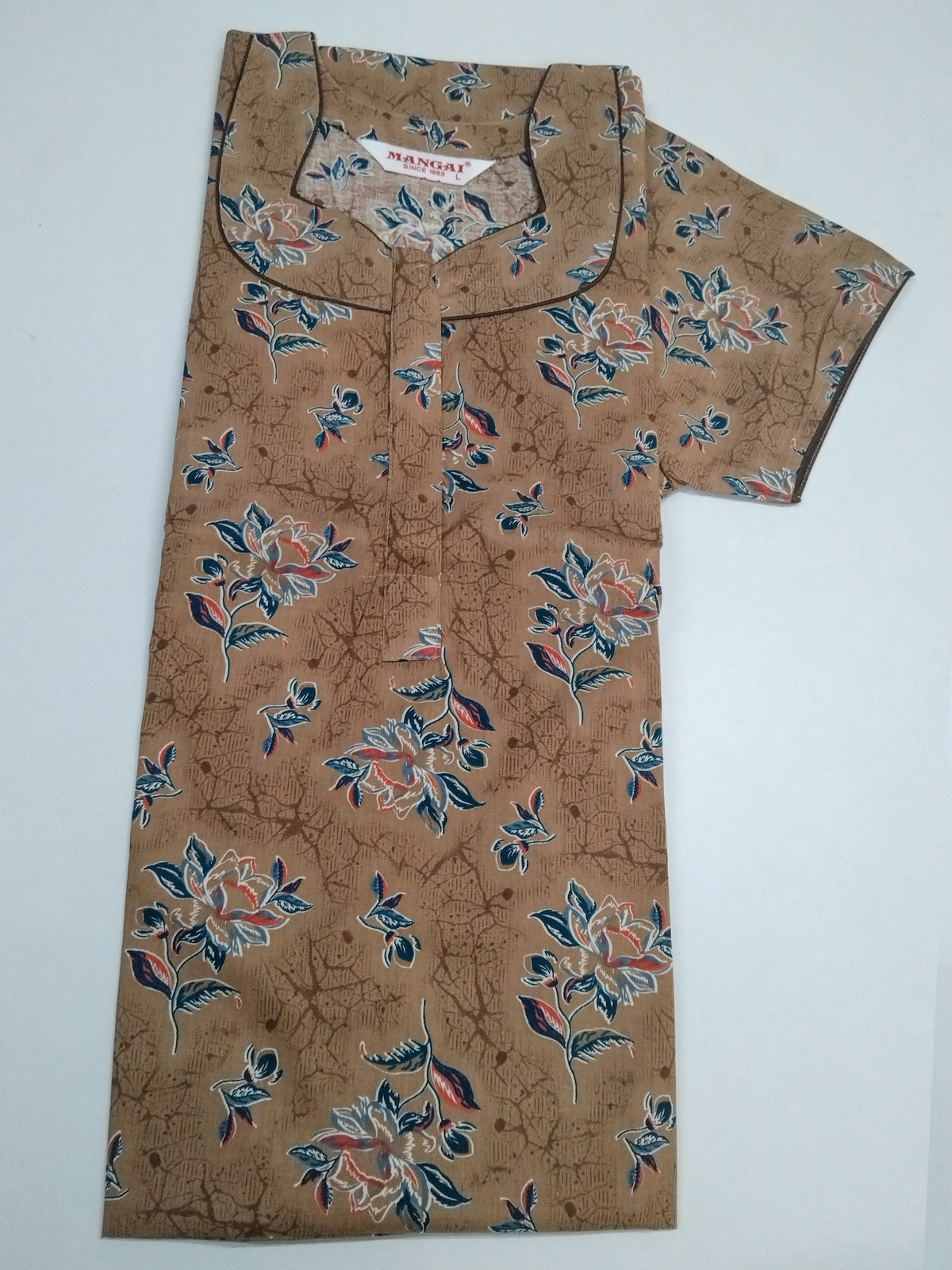 MANGAI Premium Cotton 60Inch Nighties - Fancy Neck | With Side Pocket | Shrinkage Free Nighties | Stylish Collection's for Trendy Women's - (60IN-FFN)