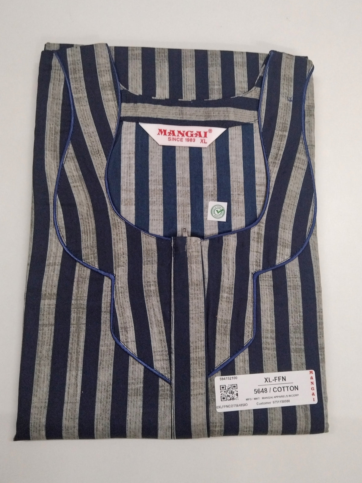 MANGAI Premium Cotton 60Inch Nighties - Fancy Neck | With Side Pocket | Shrinkage Free Nighties | Stylish Collection's for Trendy Women's - (60IN-FFN)