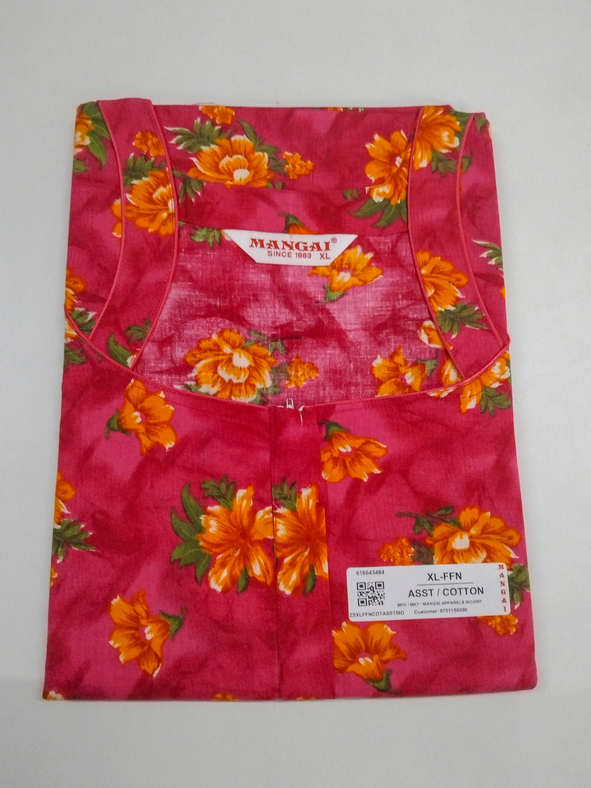 MANGAI Premium Cotton 60Inch Nighties - Fancy Neck | With Side Pocket | Shrinkage Free Nighties | Stylish Collection's for Trendy Women's - (60IN-FFN)