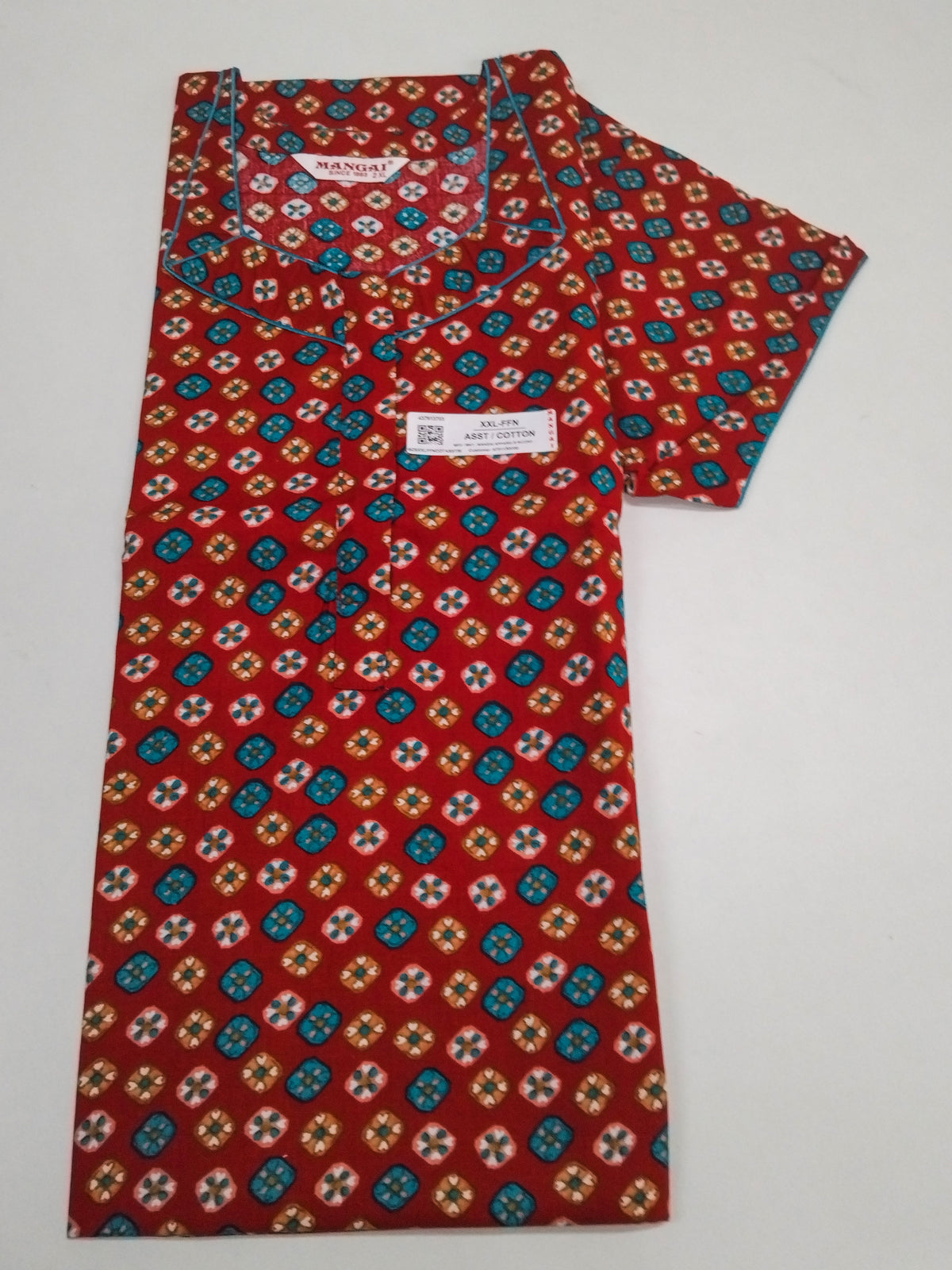 MANGAI Premium Cotton 60Inch Nighties - Fancy Neck | With Side Pocket | Shrinkage Free Nighties | Stylish Collection's for Trendy Women's - (60IN-FFN)