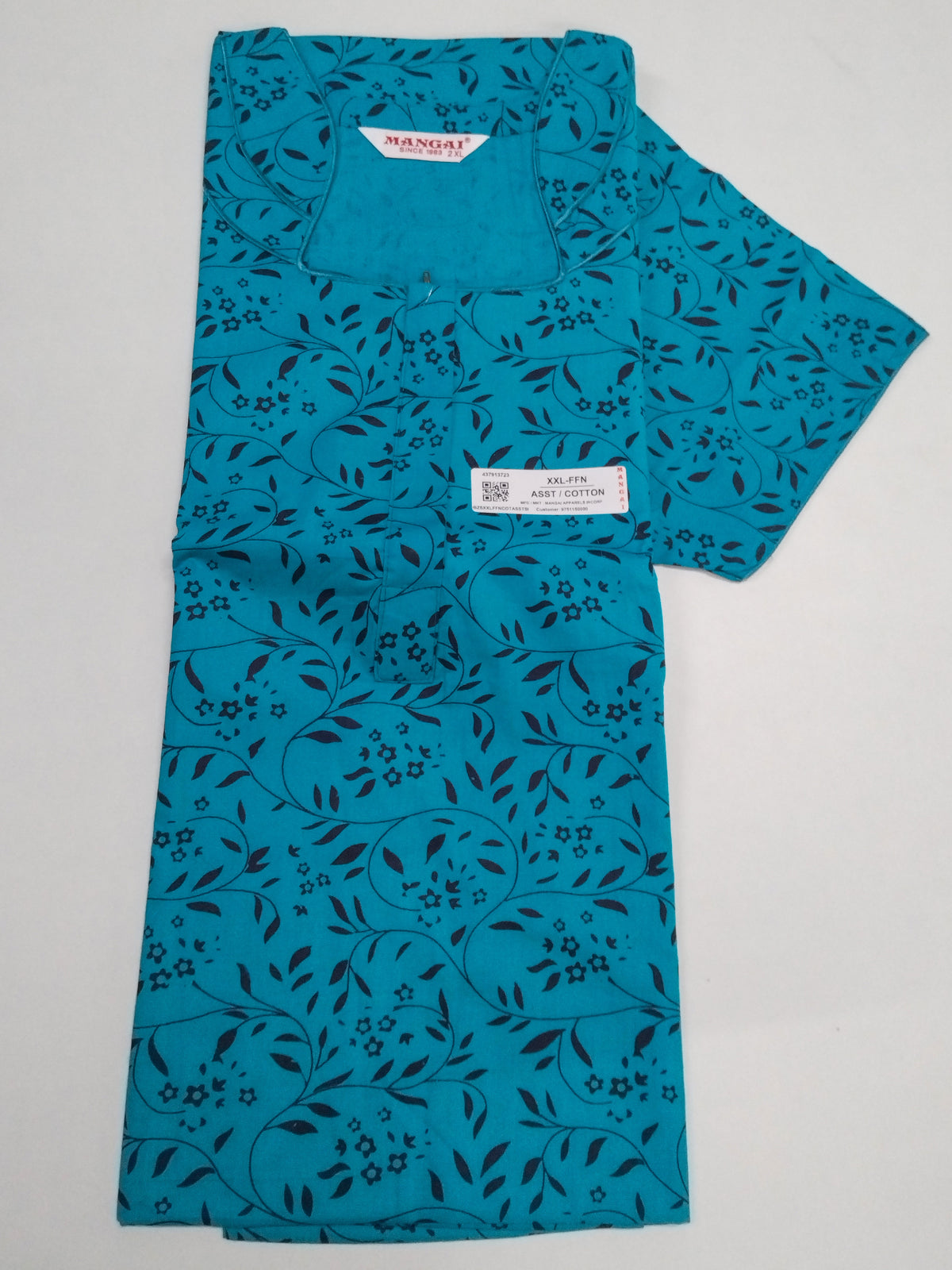 MANGAI Premium Cotton 60Inch Nighties - Fancy Neck | With Side Pocket | Shrinkage Free Nighties | Stylish Collection's for Trendy Women's - (60IN-FFN)