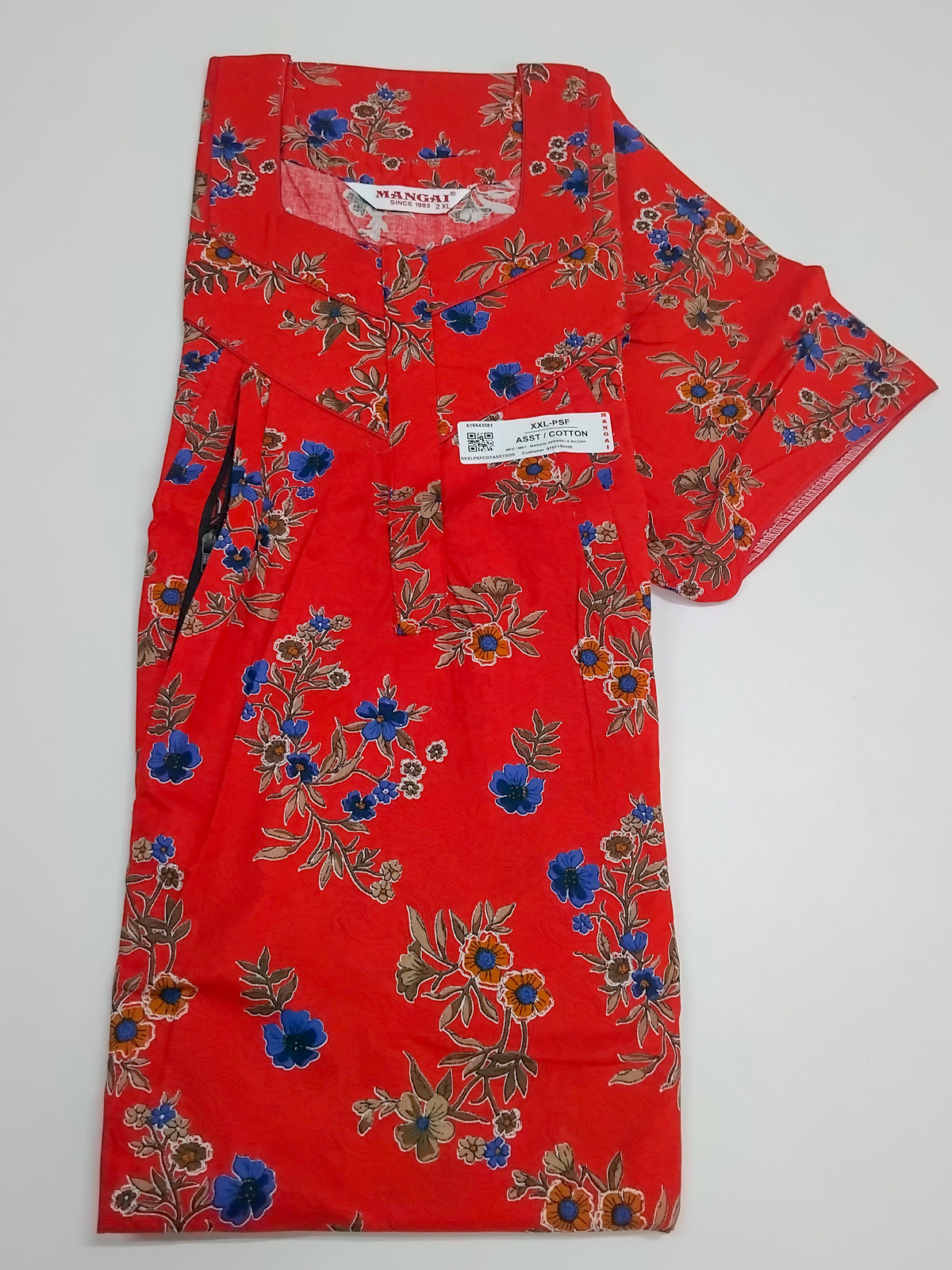 MANGAI Cotton Straight Zip Feeding Nighty |Post Pregnancy | Comfort and Style | Pleated Model | Soft Cotton Feeding Nighties (PSF)