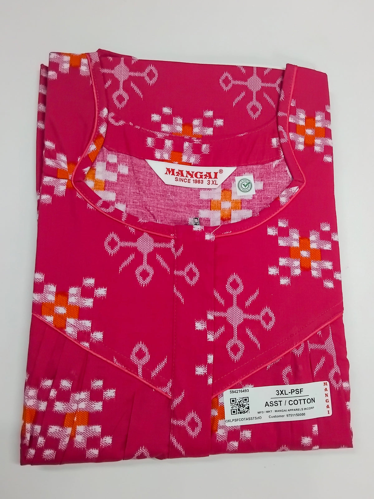 MANGAI Cotton Straight Zip Feeding Nighty |Post Pregnancy | Comfort and Style | Pleated Model | Soft Cotton Feeding Nighties (PSF)