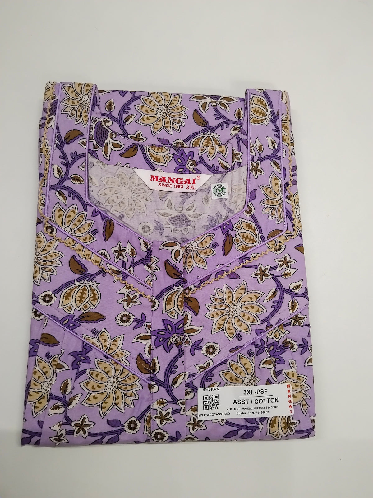 MANGAI Cotton Straight Zip Feeding Nighty |Post Pregnancy | Comfort and Style | Pleated Model | Soft Cotton Feeding Nighties (PSF)