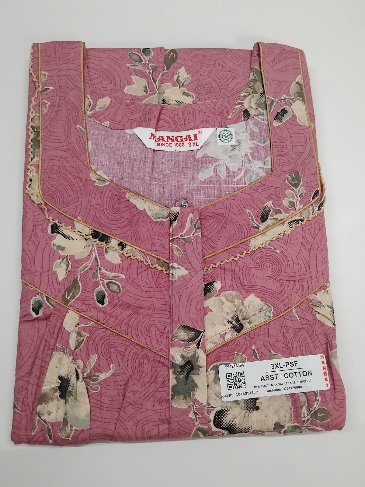 MANGAI Cotton Straight Zip Feeding Nighty |Post Pregnancy | Comfort and Style | Pleated Model | Soft Cotton Feeding Nighties (PSF)