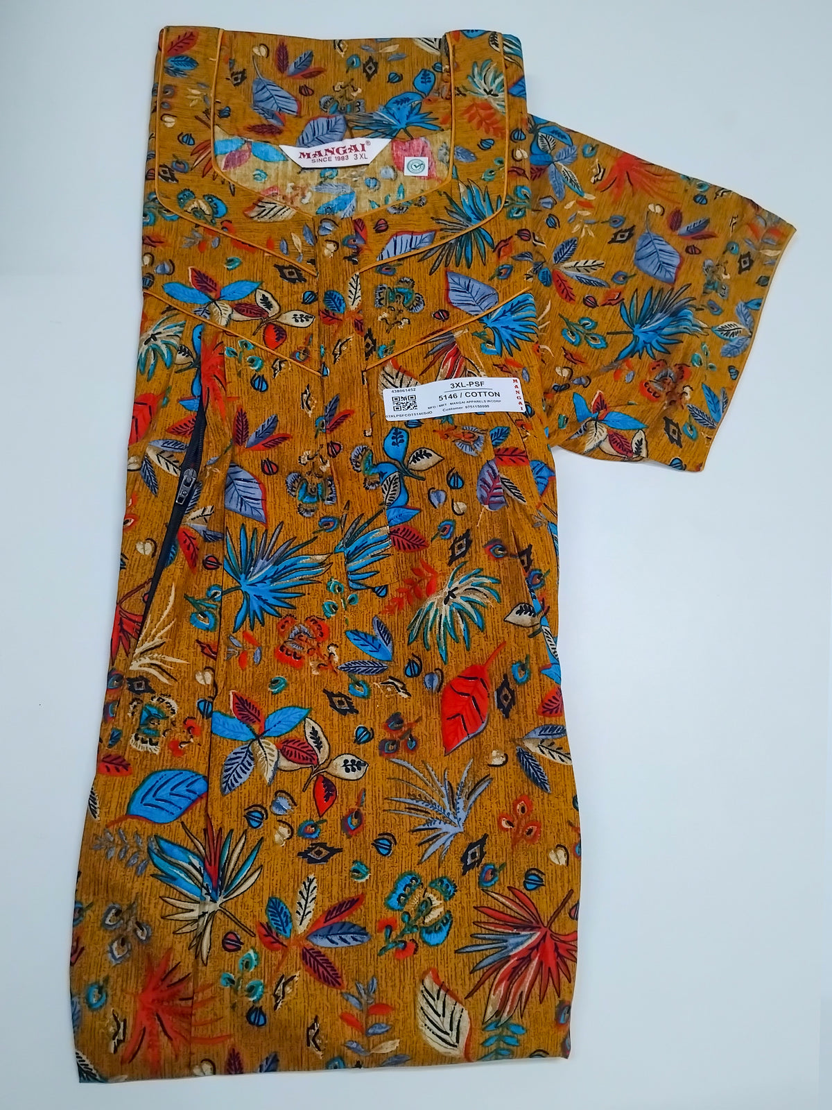 MANGAI Cotton Straight Zip Feeding Nighty |Post Pregnancy | Comfort and Style | Pleated Model | Soft Cotton Feeding Nighties (PSF)