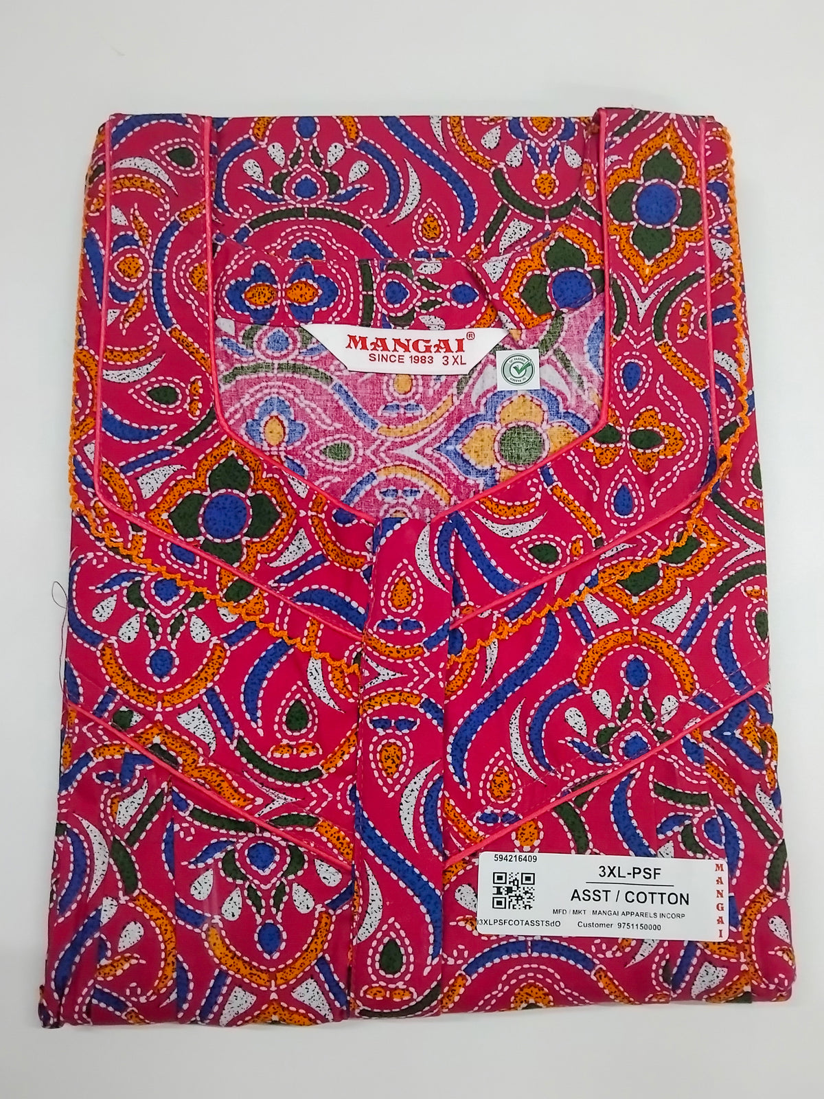 MANGAI Cotton Straight Zip Feeding Nighty |Post Pregnancy | Comfort and Style | Pleated Model | Soft Cotton Feeding Nighties (PSF)