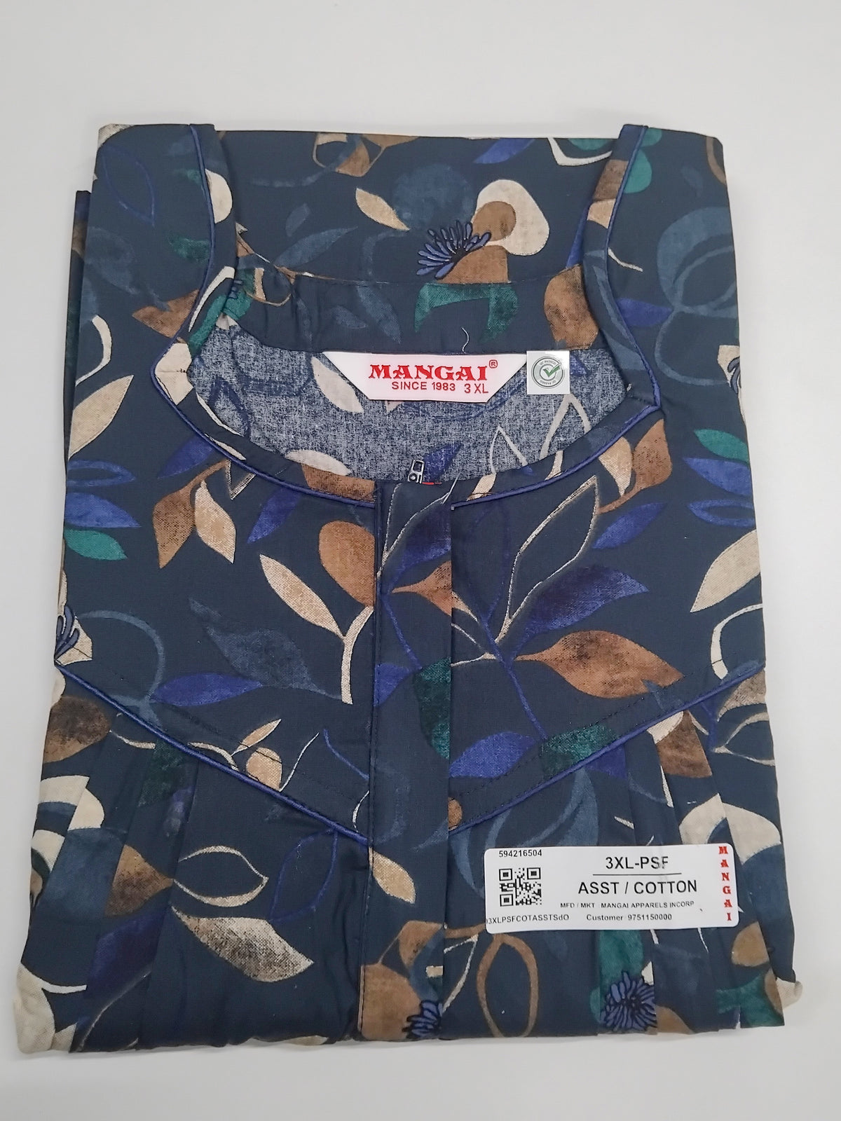 MANGAI Cotton Straight Zip Feeding Nighty |Post Pregnancy | Comfort and Style | Pleated Model | Soft Cotton Feeding Nighties (PSF)