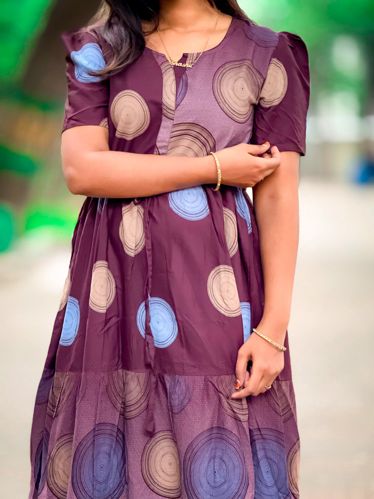 Stylish Arrivals Rayon Gathering Frock Model Night Gown's | Front Adjustable Gathering Style Rope Rope | Puff Sleeve | Trending Collection's for Stylish Women's (FKG)