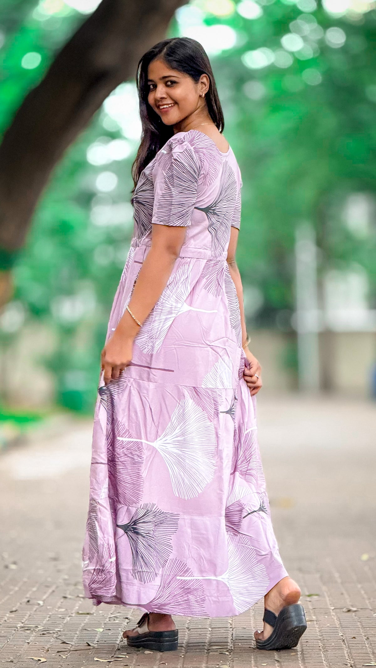 Stylish Arrivals Rayon Gathering Frock Model Night Gown's | Front Adjustable Gathering Style Rope Rope | Puff Sleeve | Trending Collection's for Stylish Women's (FKG)