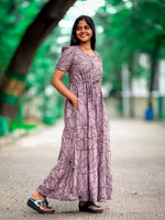 Stylish Arrivals Rayon Gathering Frock Model Night Gown's | Front Adjustable Gathering Style Rope Rope | Puff Sleeve | Trending Collection's for Stylish Women's (FKG)