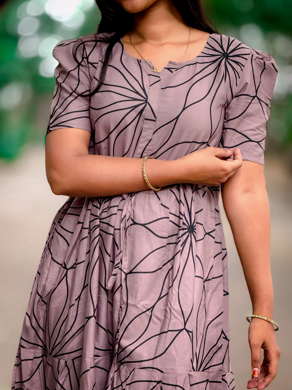 Stylish Arrivals Rayon Gathering Frock Model Night Gown's | Front Adjustable Gathering Style Rope Rope | Puff Sleeve | Trending Collection's for Stylish Women's (FKG)