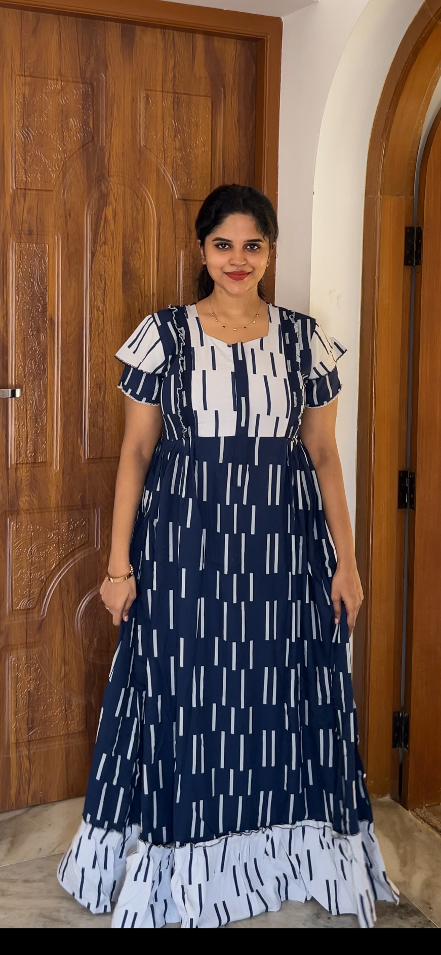 MANGAI Rayon Frock Nighties | Front Open Lengthy Zipper Comforts Feeding | Fancy Double Layered Sleeve's | Post & Pre Pregnancy's and Casual Wear | Side Pocket |Versatile Rayon Frock Night Gown's for Stylish Women's (RPW)