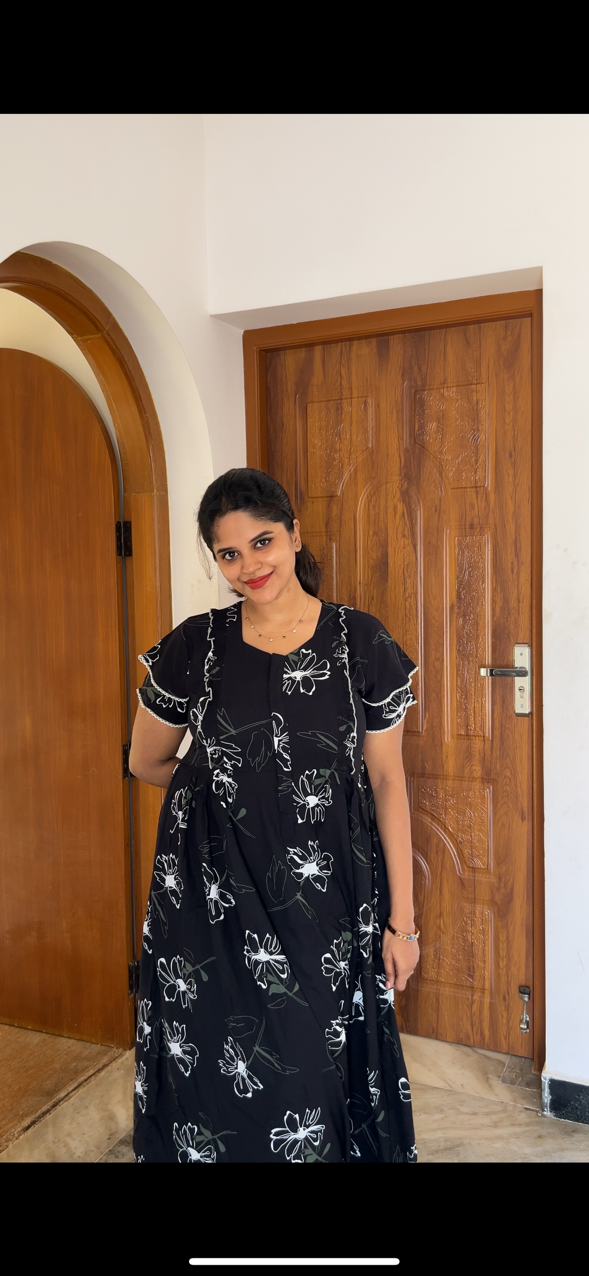 MANGAI Rayon Frock Nighties | Front Open Lengthy Zipper Comforts Feeding | Fancy Double Layered Sleeve's | Post & Pre Pregnancy's and Casual Wear | Side Pocket |Versatile Rayon Frock Night Gown's for Stylish Women's (RPW)