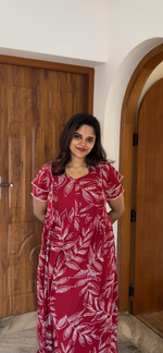 MANGAI Rayon Frock Nighties | Front Open Lengthy Zipper Comforts Feeding | Fancy Double Layered Sleeve's | Post & Pre Pregnancy's and Casual Wear | Side Pocket |Versatile Rayon Frock Night Gown's for Stylish Women's (RPW)