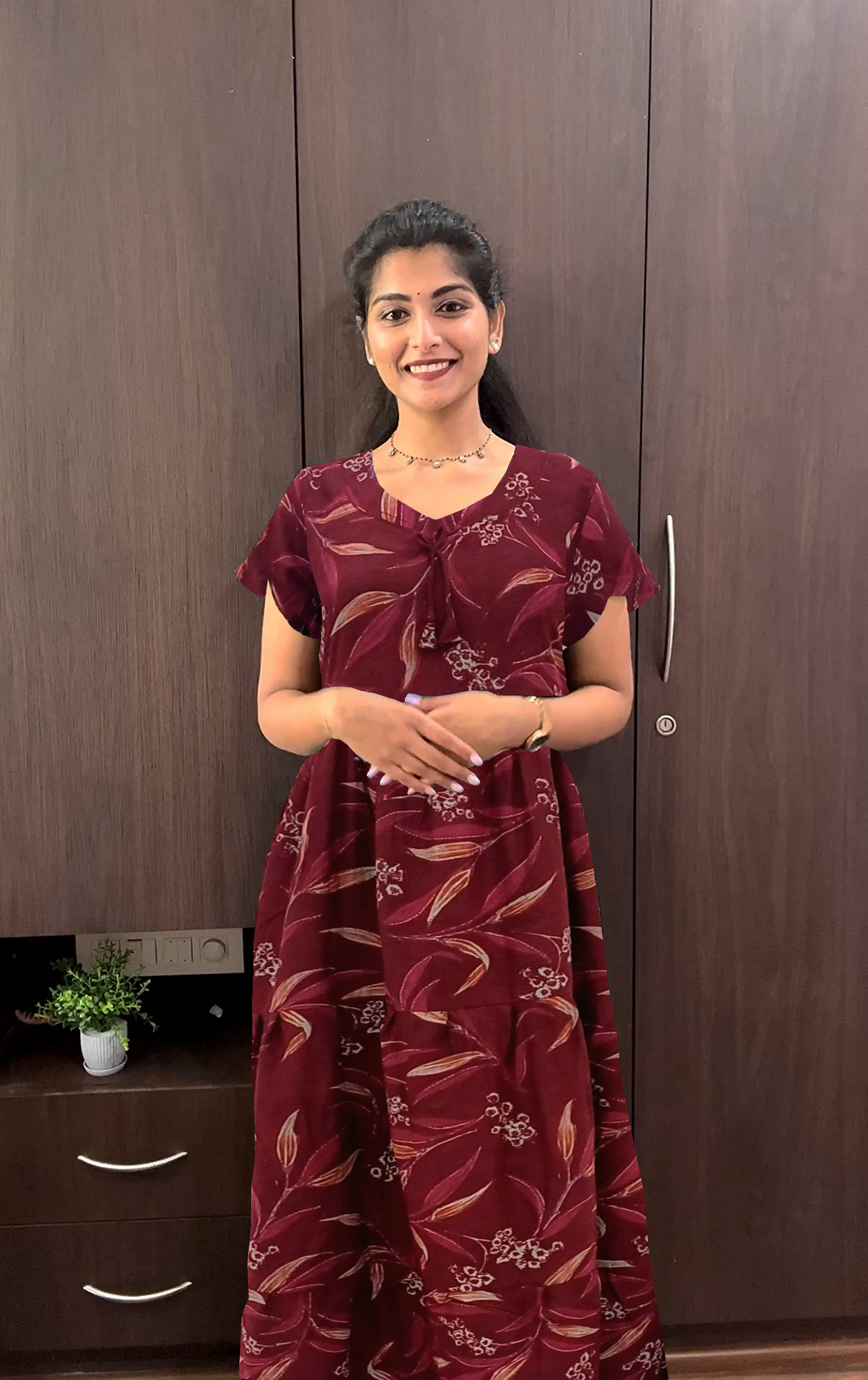 Stylish Alpine FULL FROCK Model Nighties| Fancy Sleeves & Neck Pattern| Side Pocket with Back Tie Rope | Perfect Nightwear Trendy Women's (FRK)