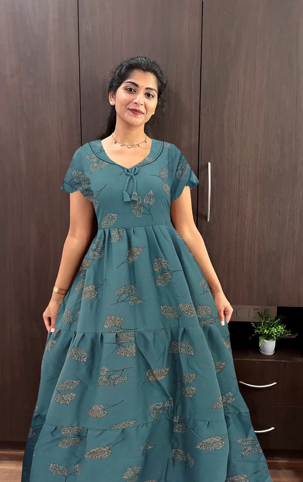 Stylish Alpine FULL FROCK Model Nighties| Fancy Sleeves & Neck Pattern| Side Pocket with Back Tie Rope | Perfect Nightwear Trendy Women's (AFK)