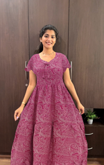 Stylish Alpine FULL FROCK Model Nighties| Fancy Sleeves & Neck Pattern| Side Pocket with Back Tie Rope | Perfect Nightwear Trendy Women's (FRK)