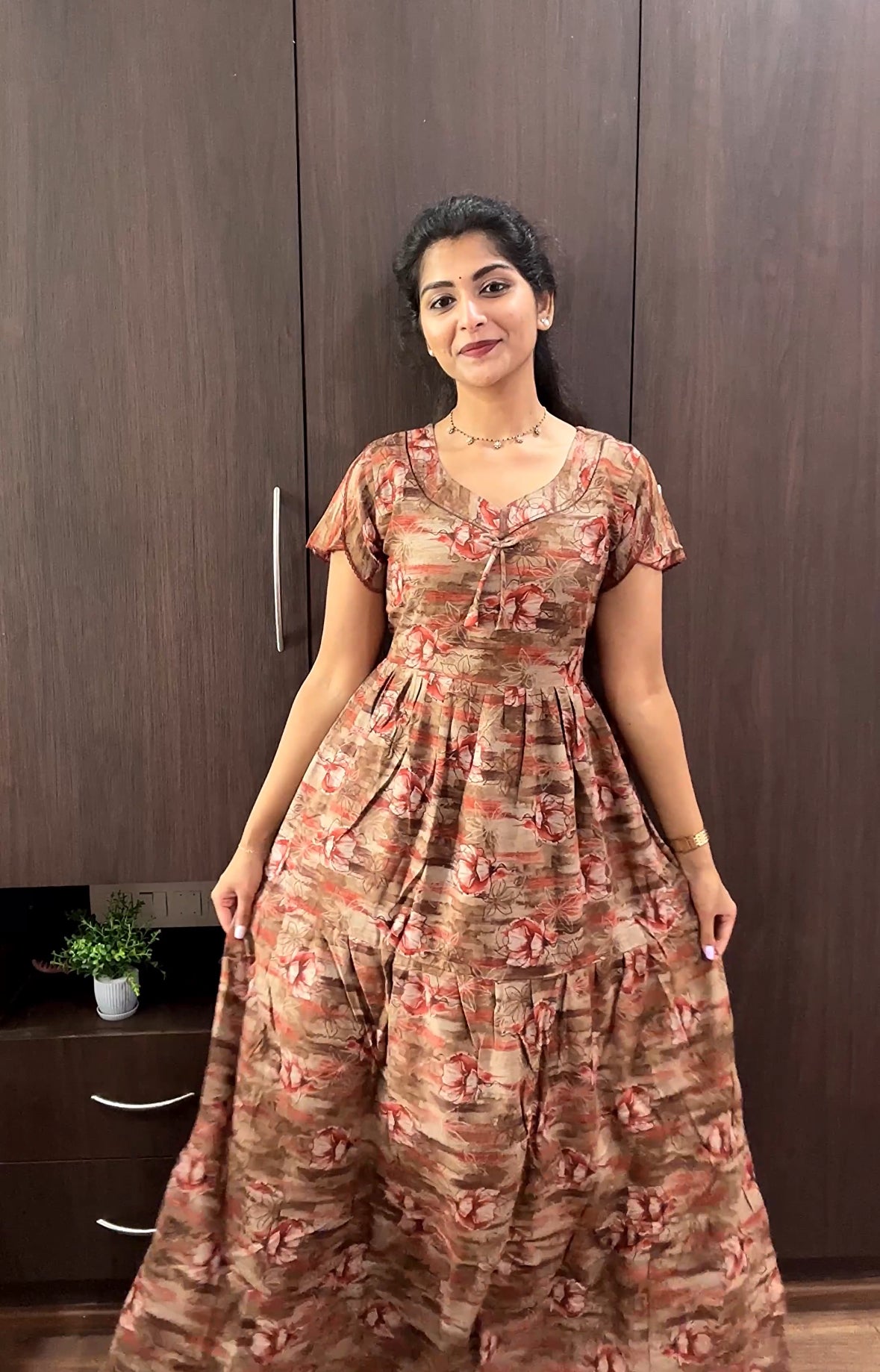 New Arrivals FULL FROCK Model Nighties| Fancy Sleeves & Neck Pattern| Side Pocket with Back Tie Rope | Perfect Nightwear Trendy Women's (FRK)