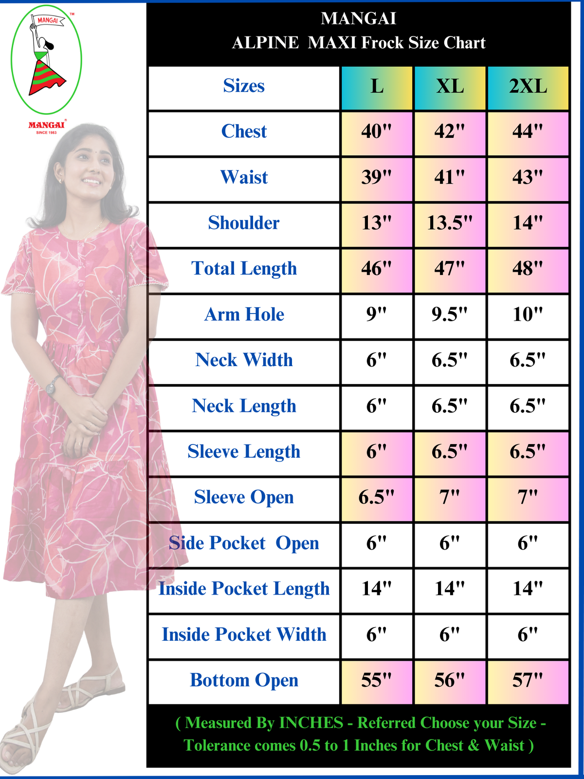 MANGAI new Premium Alpine MAXI Frock Nightgown's for Trending Collection's | Side Pocket with Back Tie Rope | Fancy Petal Sleeve's | Stylish Nightwear for Stylish Woman & Teenage Girl's  (MAL)