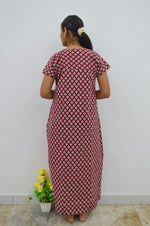 MANGAI New Regular Fit Cotton Printed Nighties - All Over Printed Stylish Nightwear for Stylish Women | Side Cut Pocket | Beautiful Nighties for Stylish Women's | Colourful Printed Cotton Nighties (ATR)
