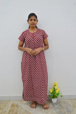 MANGAI New Regular Fit Cotton Printed Nighties - All Over Printed Stylish Nightwear for Stylish Women | Side Cut Pocket | Beautiful Nighties for Stylish Women's | Colourful Printed Cotton Nighties (ATR)