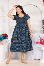 Alpine Smocking Maxi Frock Model Nightgown for Trendy Women's & Teenage Girl's | Stretchable Comfort to Body Fit | Side Pocket & Stylish Round Neck MAXI Gown for Women's Teenage Girl's (ASM)